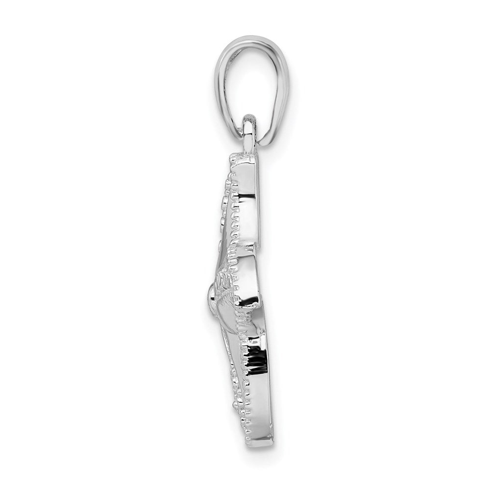 Sterling Silver Polished Diamond-cut Starfish Pendant
