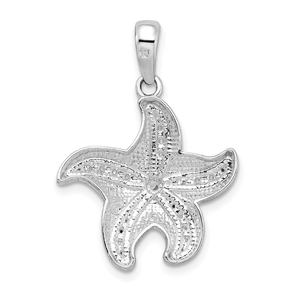 Sterling Silver Polished Diamond-cut Starfish Pendant