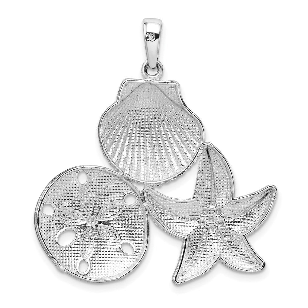 Sterling Silver Polished/Diamond-cut Sea Life Pendant
