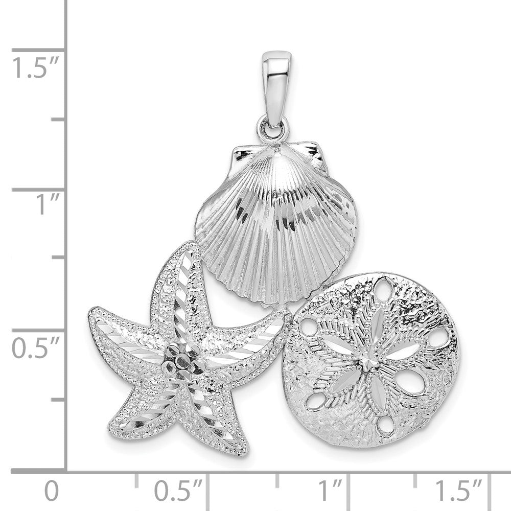 Sterling Silver Polished/Diamond-cut Sea Life Pendant