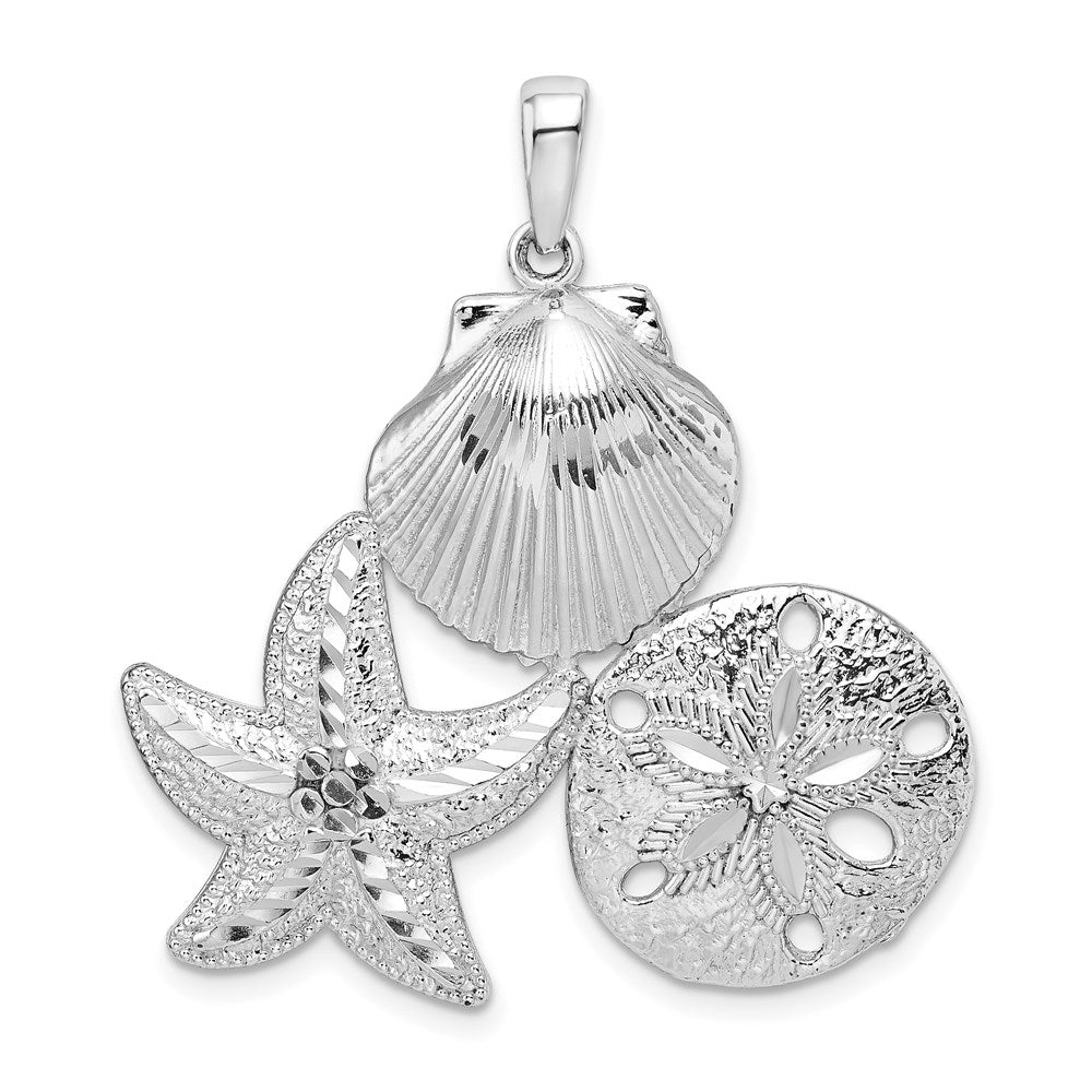 Sterling Silver Polished/Diamond-cut Sea Life Pendant