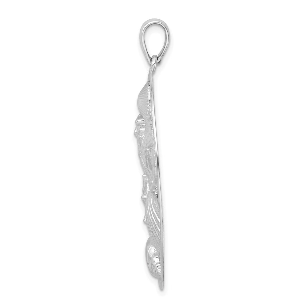 Sterling Silver Polished Shells Oval Pendant