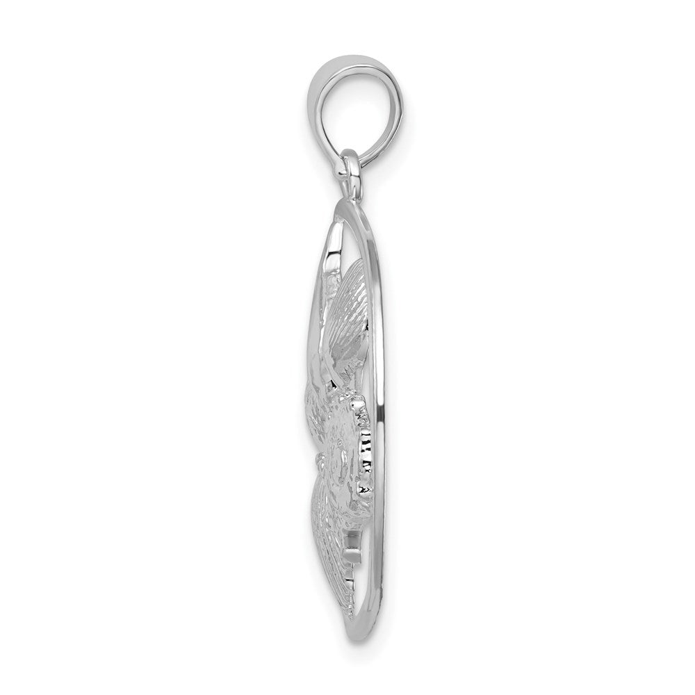 Sterling Silver Polished Shells Round Pendant