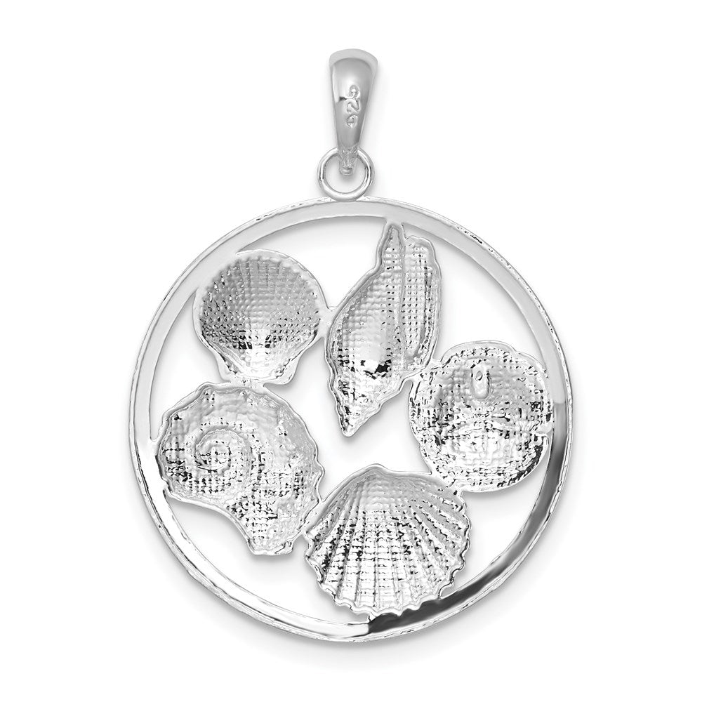 Sterling Silver Polished Shells Round Pendant