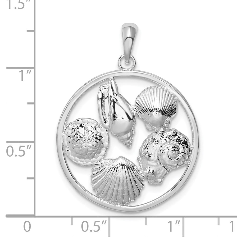 Sterling Silver Polished Shells Round Pendant