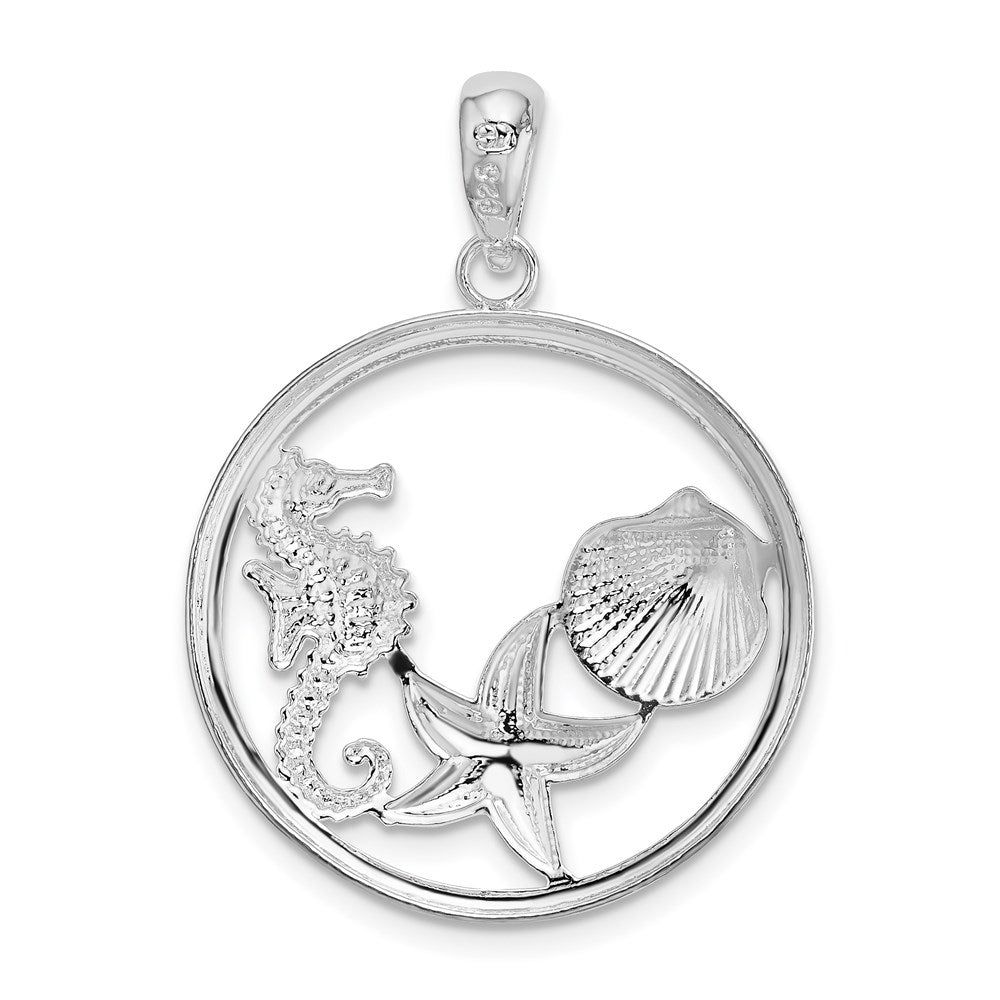 Sterling Silver Polished Sea Life Round Pendant