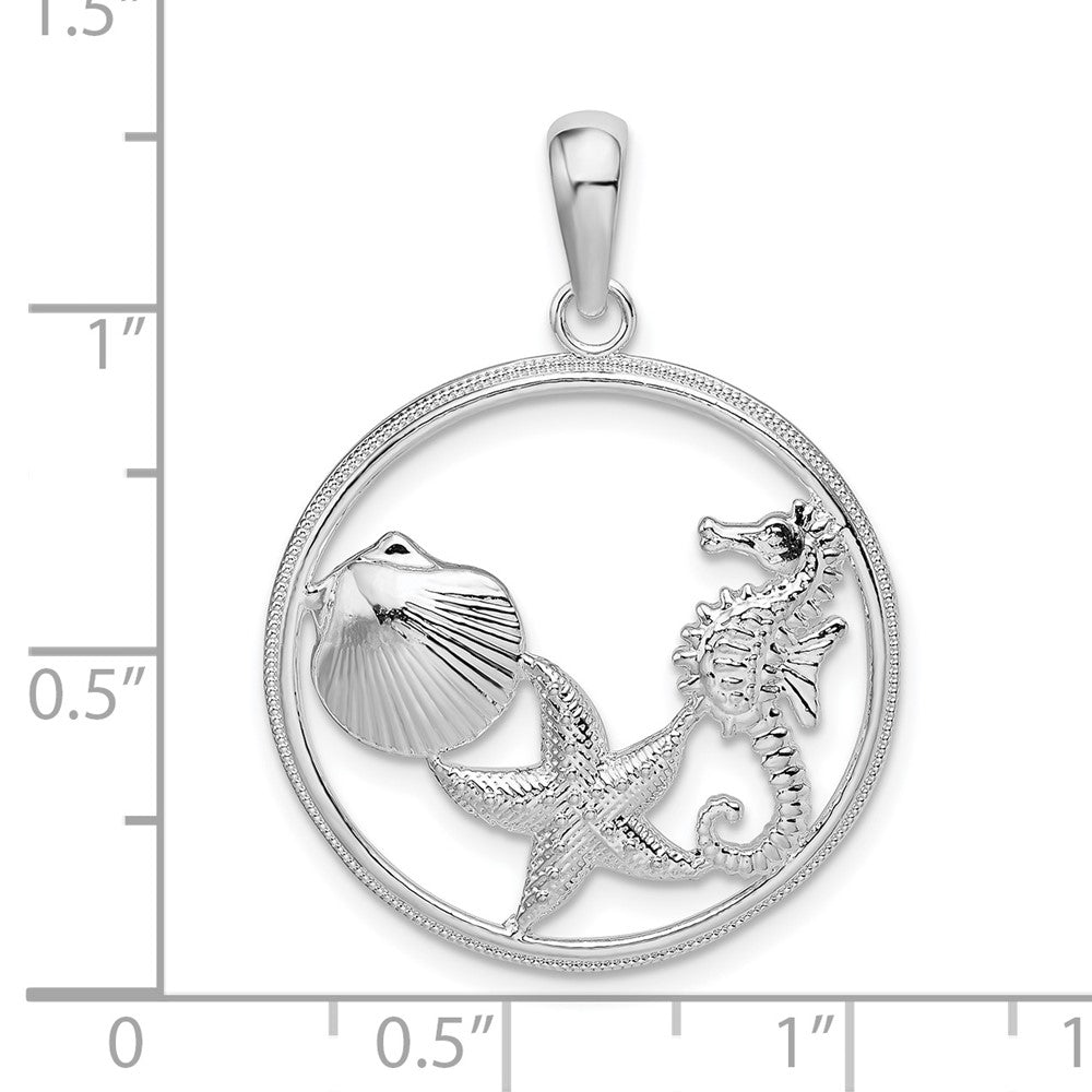 Sterling Silver Polished Sea Life Round Pendant