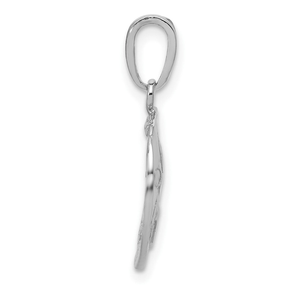 Sterling Silver Rhodium-plated Polished Sand Dollar Pendant
