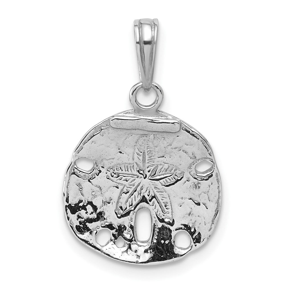 Sterling Silver Rhodium-plated Polished Sand Dollar Pendant