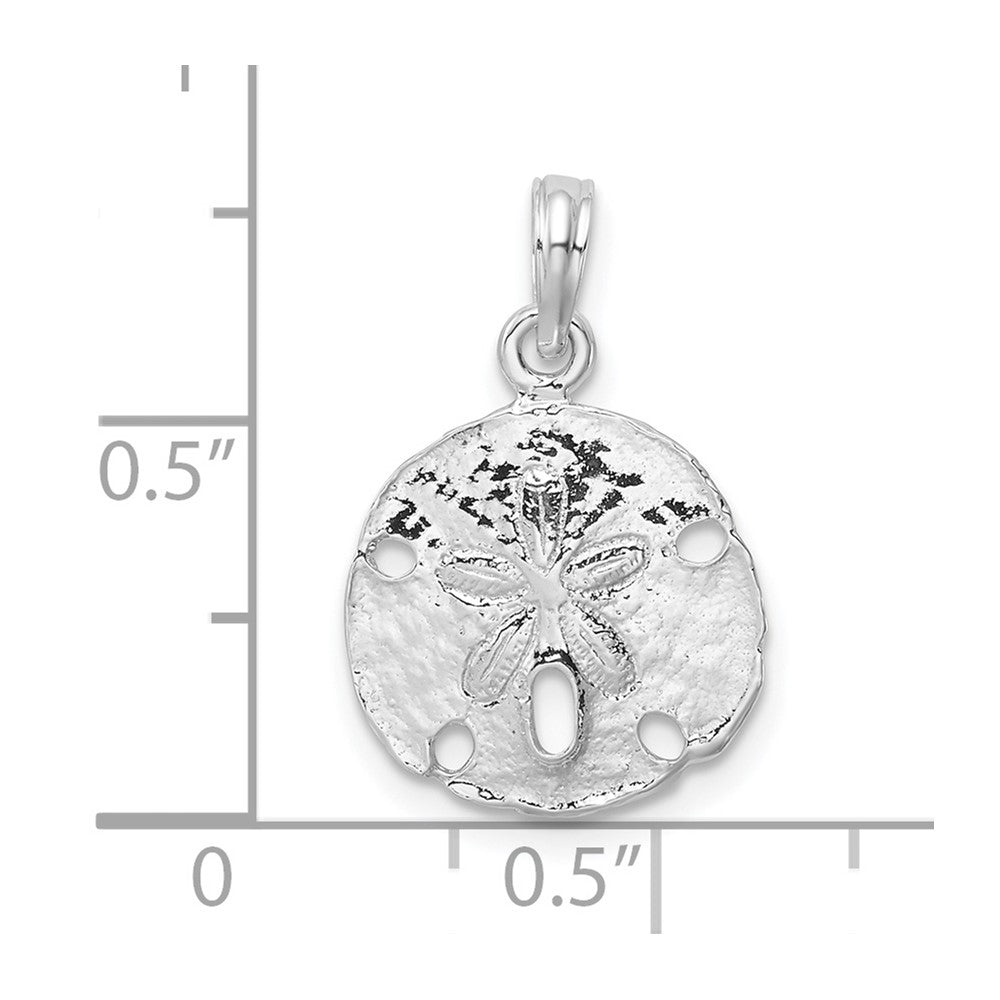 Sterling Silver Rhodium-plated Polished Sand Dollar Pendant