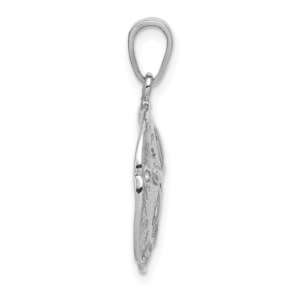Sterling Silver Rhodium-plated Polished Beveled Sand Dollar Pendant