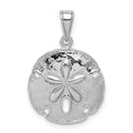 Sterling Silver Rhodium-plated Polished Beveled Sand Dollar Pendant