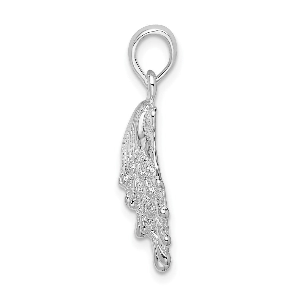 Sterling Silver Rhodium-plated Polished Large Lions Paw Shell Pendant