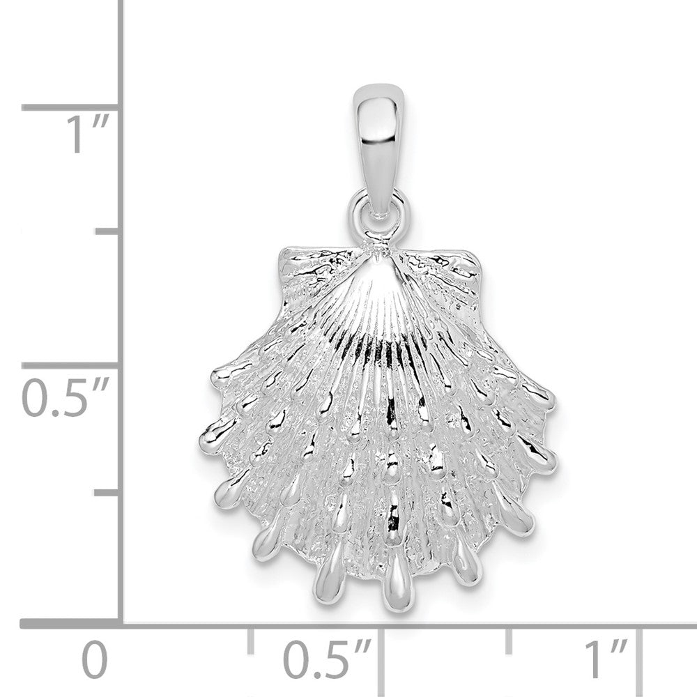Sterling Silver Rhodium-plated Polished Large Lions Paw Shell Pendant
