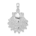 Sterling Silver Rhodium-plated Polished Large Lions Paw Shell Pendant