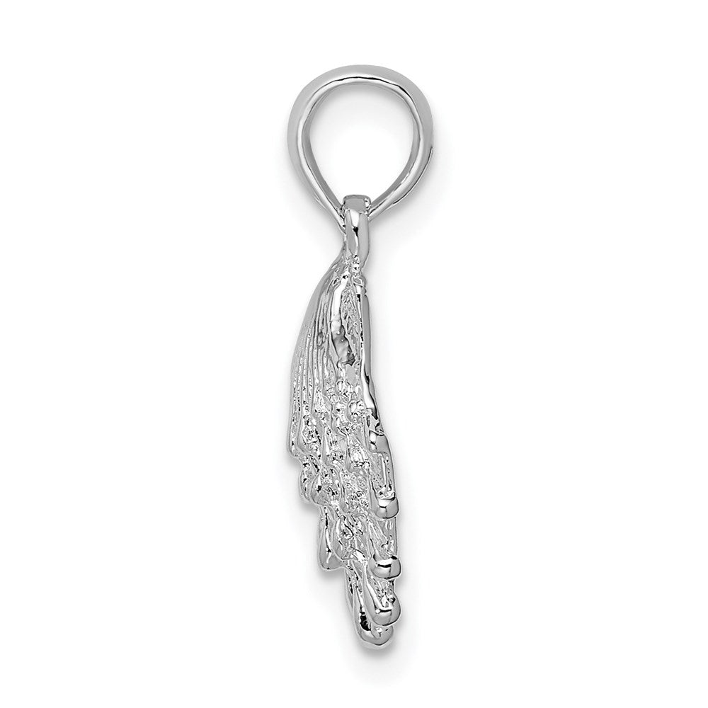 Sterling Silver Rhodium-plated Polished Lions Paw Shell Pendant