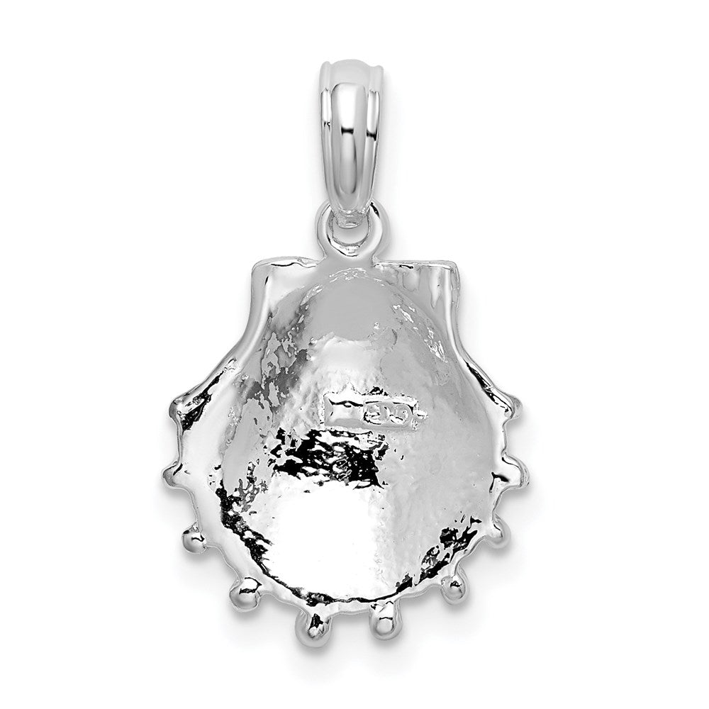 Sterling Silver Rhodium-plated Polished Lions Paw Shell Pendant