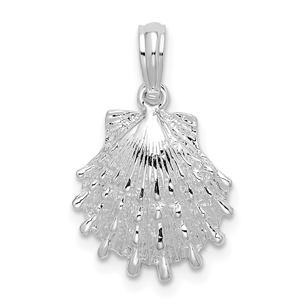 Sterling Silver Rhodium-plated Polished Lions Paw Shell Pendant