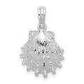 Sterling Silver Rhodium-plated Polished Lions Paw Shell Pendant