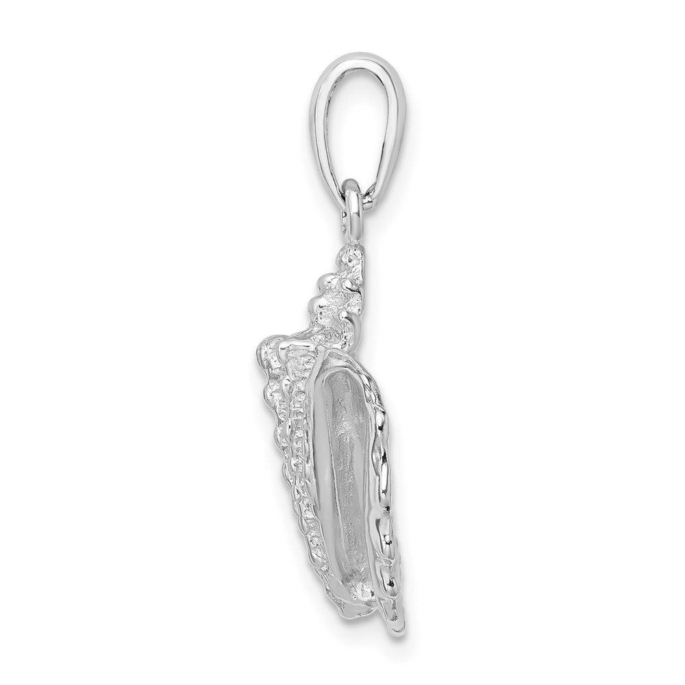 Sterling Silver Rhodium-plated Polished Conch Shell Pendant