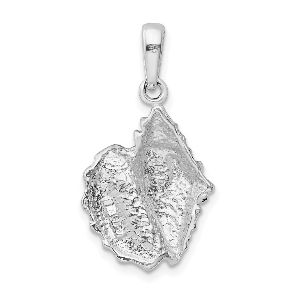 Sterling Silver Rhodium-plated Polished Conch Shell Pendant