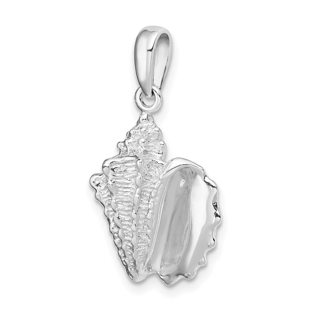 Sterling Silver Rhodium-plated Polished Conch Shell Pendant