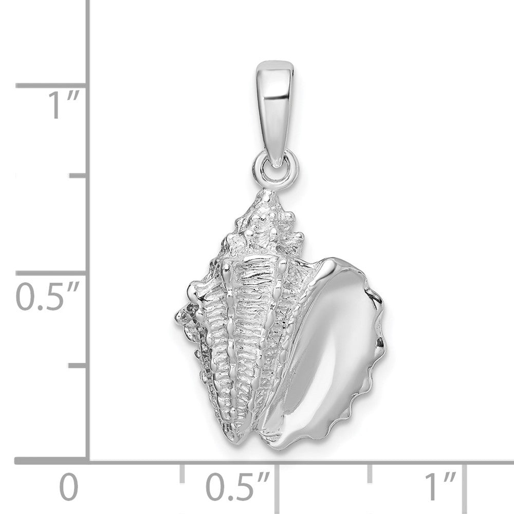 Sterling Silver Rhodium-plated Polished Conch Shell Pendant