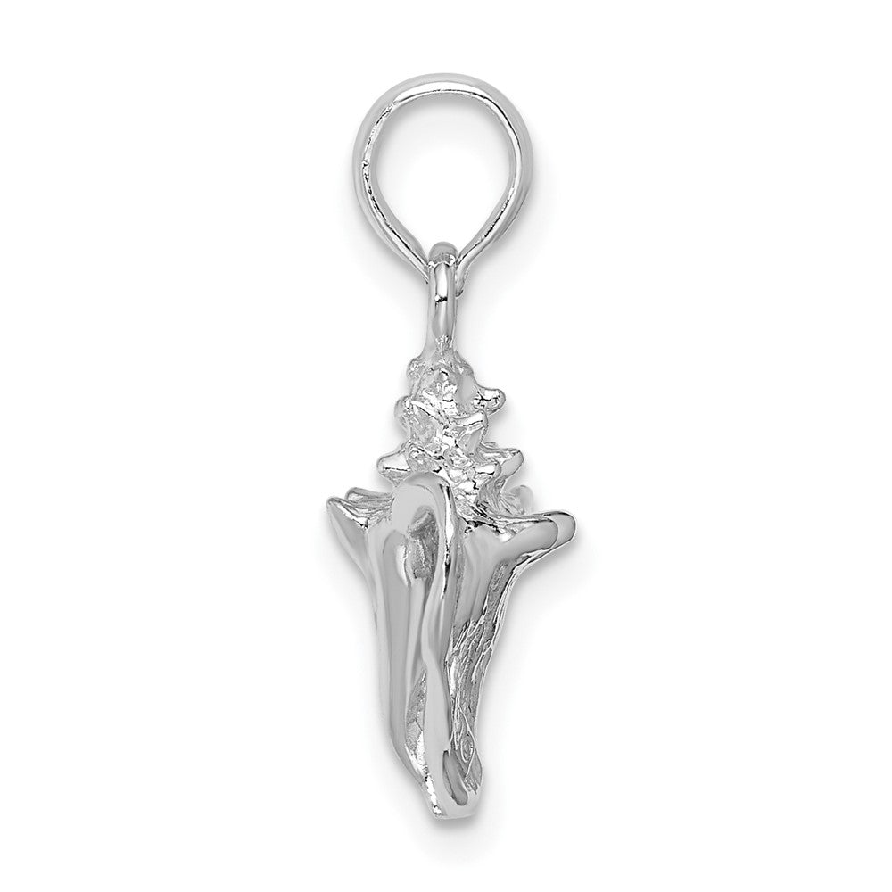 Sterling Silver Rhodium-plated Polished 3D Conch Pendant