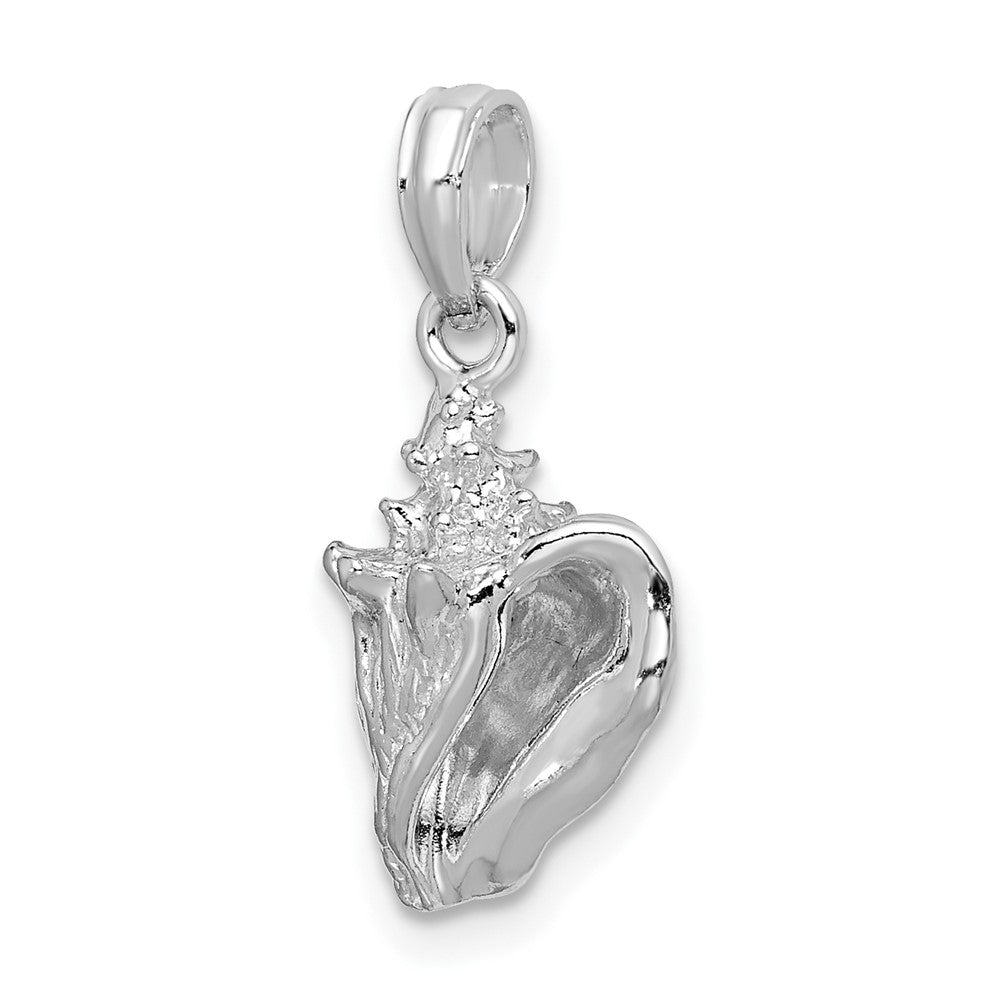 Sterling Silver Rhodium-plated Polished 3D Conch Pendant