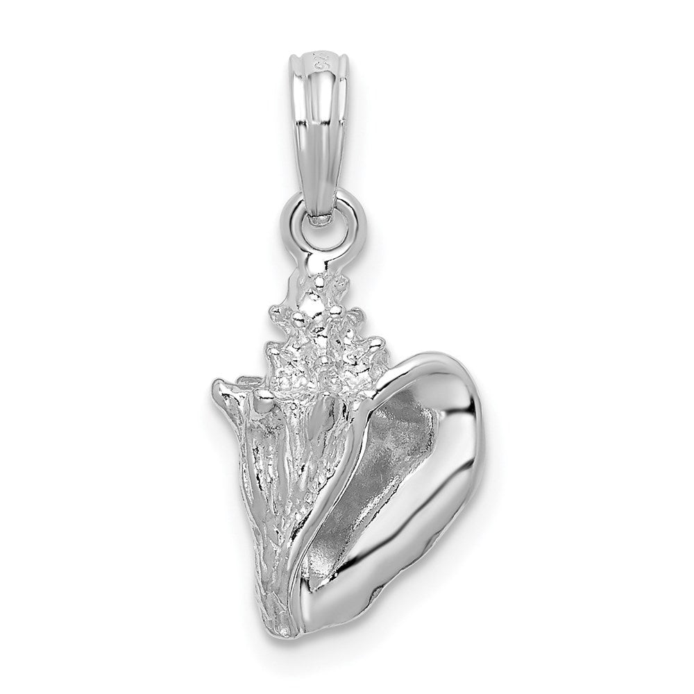 Sterling Silver Rhodium-plated Polished 3D Conch Pendant