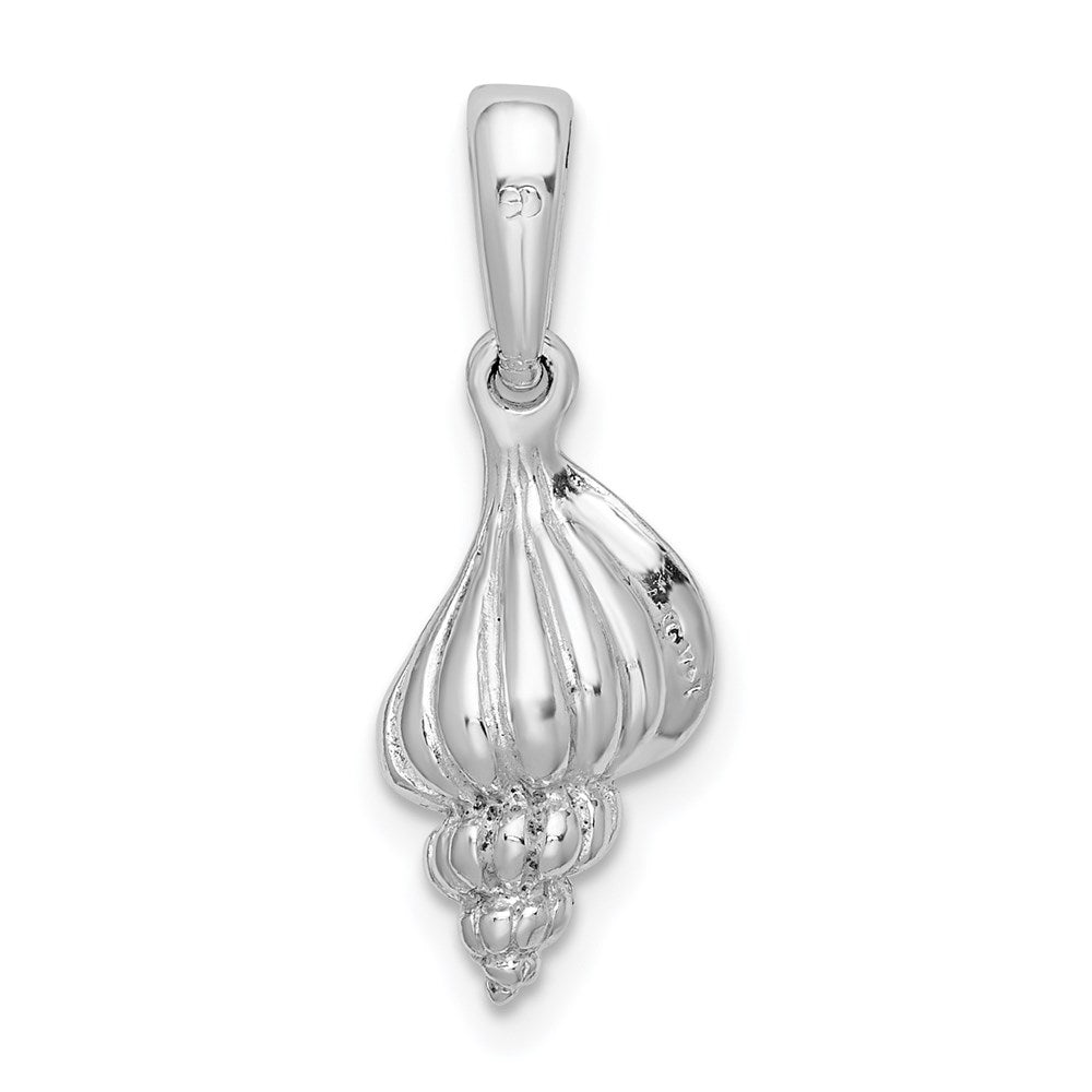 Sterling Silver Rhodium-plated Polished 3D Wentletrap Shell Pendant