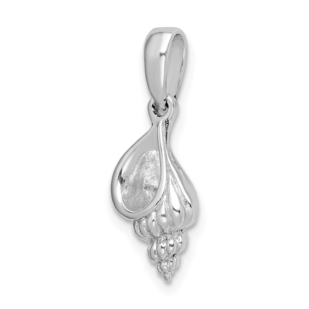 Sterling Silver Rhodium-plated Polished 3D Wentletrap Shell Pendant