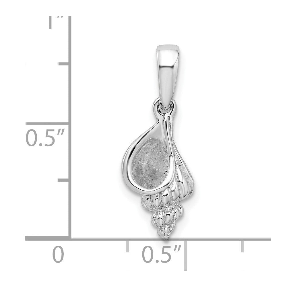 Sterling Silver Rhodium-plated Polished 3D Wentletrap Shell Pendant