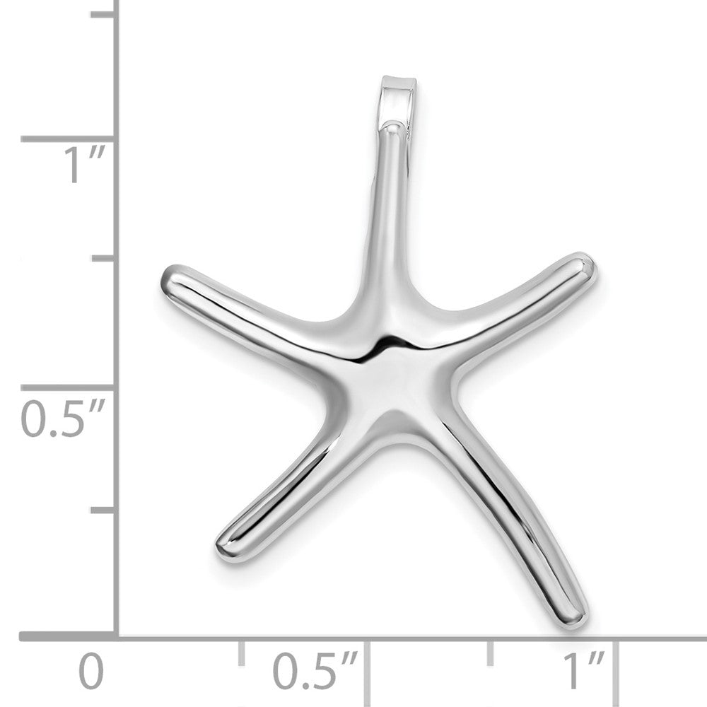 Sterling Silver Rhodium-plated Polished Dancing Starfish Slide
