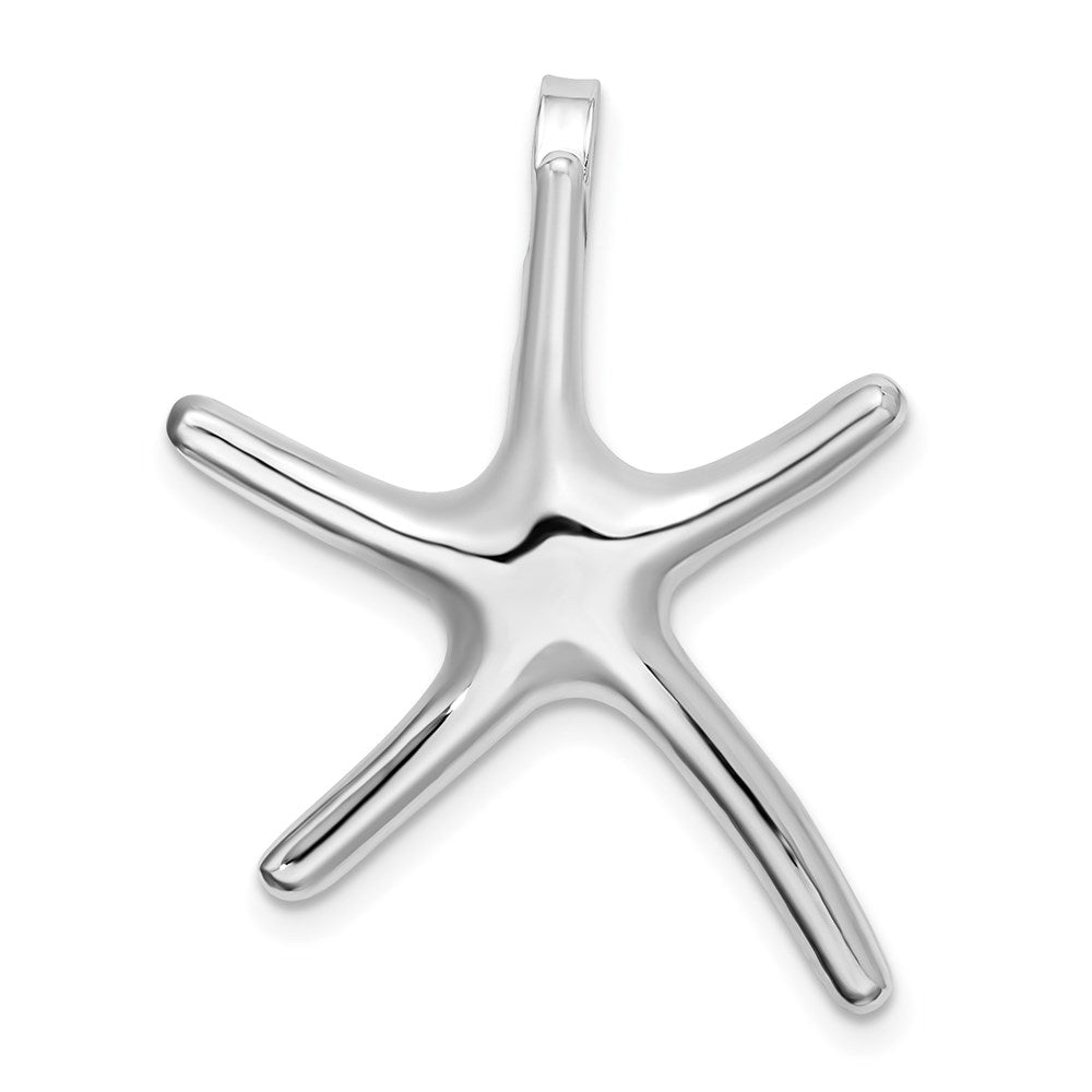 Sterling Silver Rhodium-plated Polished Dancing Starfish Slide