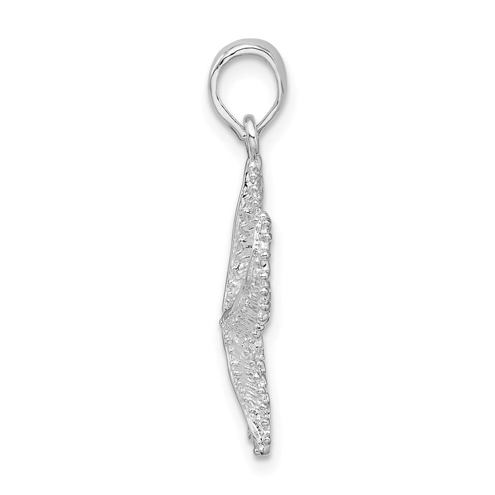 Sterling Silver Rhodium-plated Polished Beaded Starfish Pendant