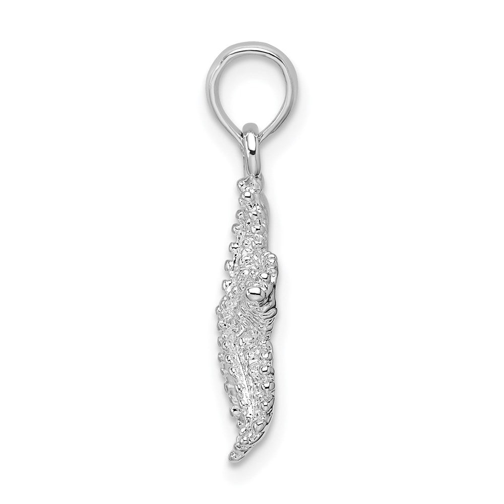 Sterling Silver Rhodium-plated Polished Beaded Starfish Pendant