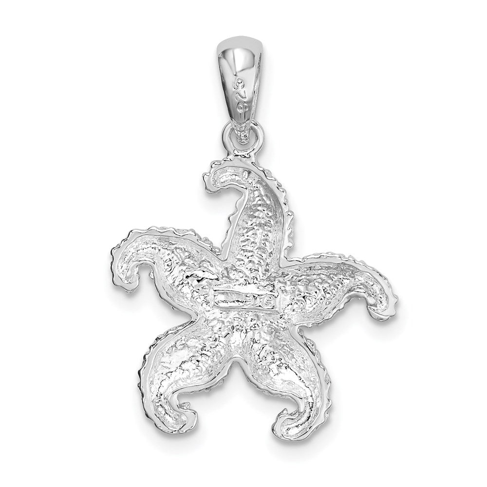 Sterling Silver Rhodium-plated Polished Starfish Pendant