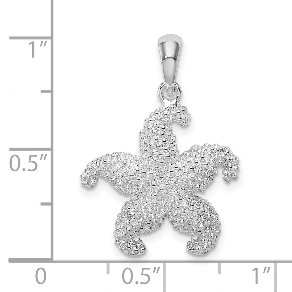 Sterling Silver Rhodium-plated Polished Starfish Pendant