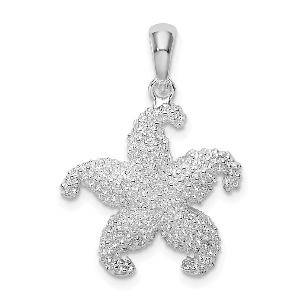 Sterling Silver Rhodium-plated Polished Starfish Pendant