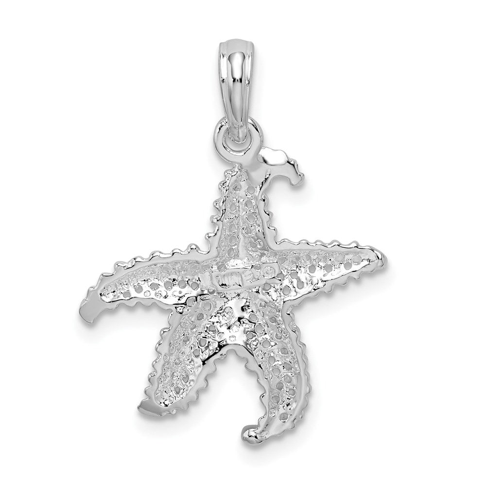 Sterling Silver Rhodium-plated Polished Pierced Starfish Pendant
