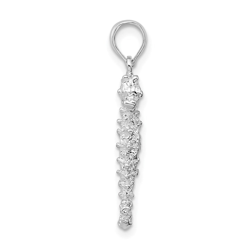 Sterling Silver Rhodium-plated Polished 3D Seahorse Pendant