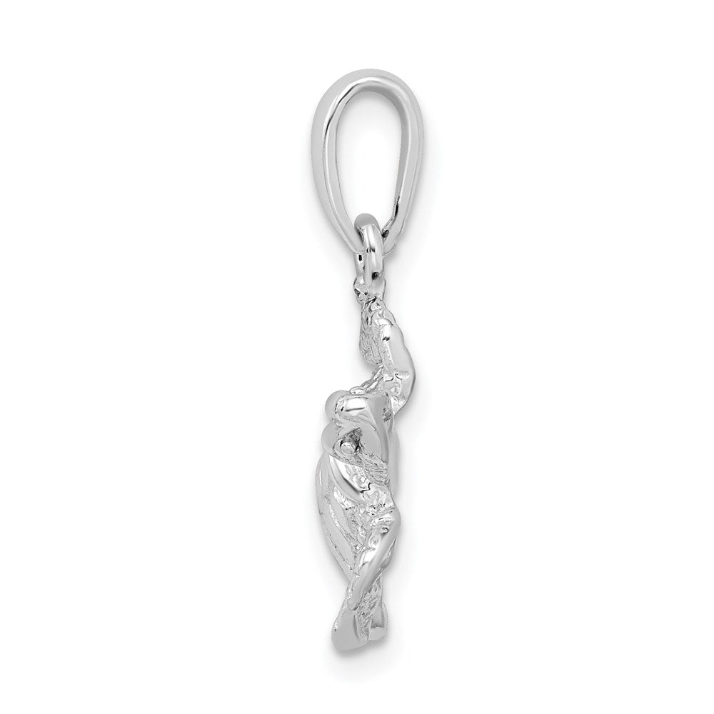 Sterling Silver Rhodium-plated Polished Large Sea Turtle Pendant