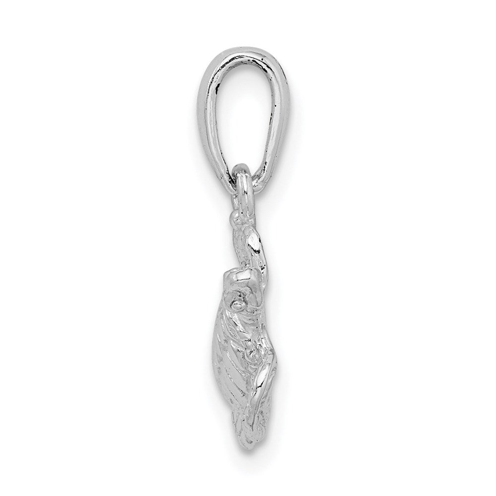 Sterling Silver Rhodium-plated Polished Sea Turtle Pendant