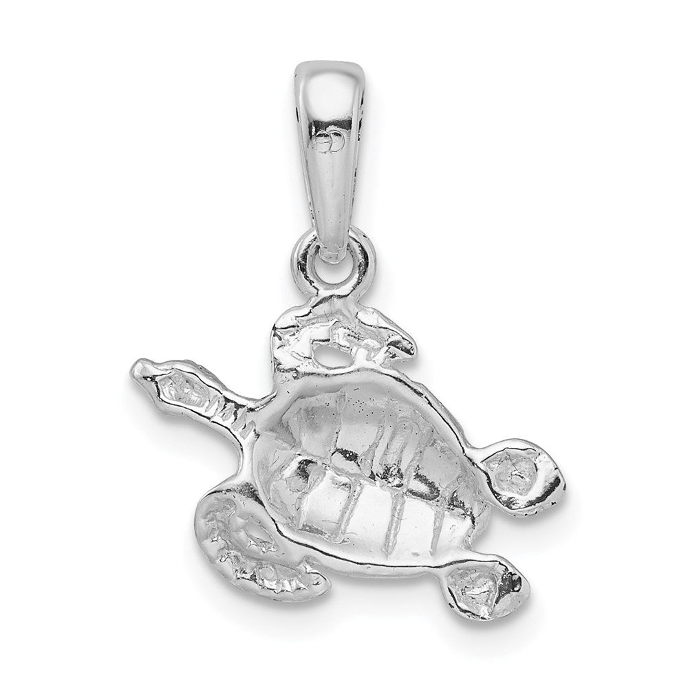 Sterling Silver Rhodium-plated Polished Sea Turtle Pendant