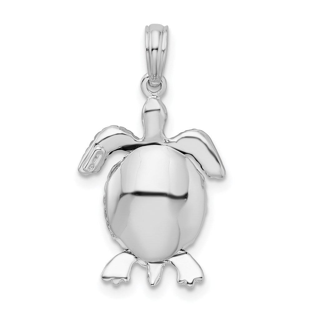 Sterling Silver Polished 3D Moveable Sea Turtle Pendant