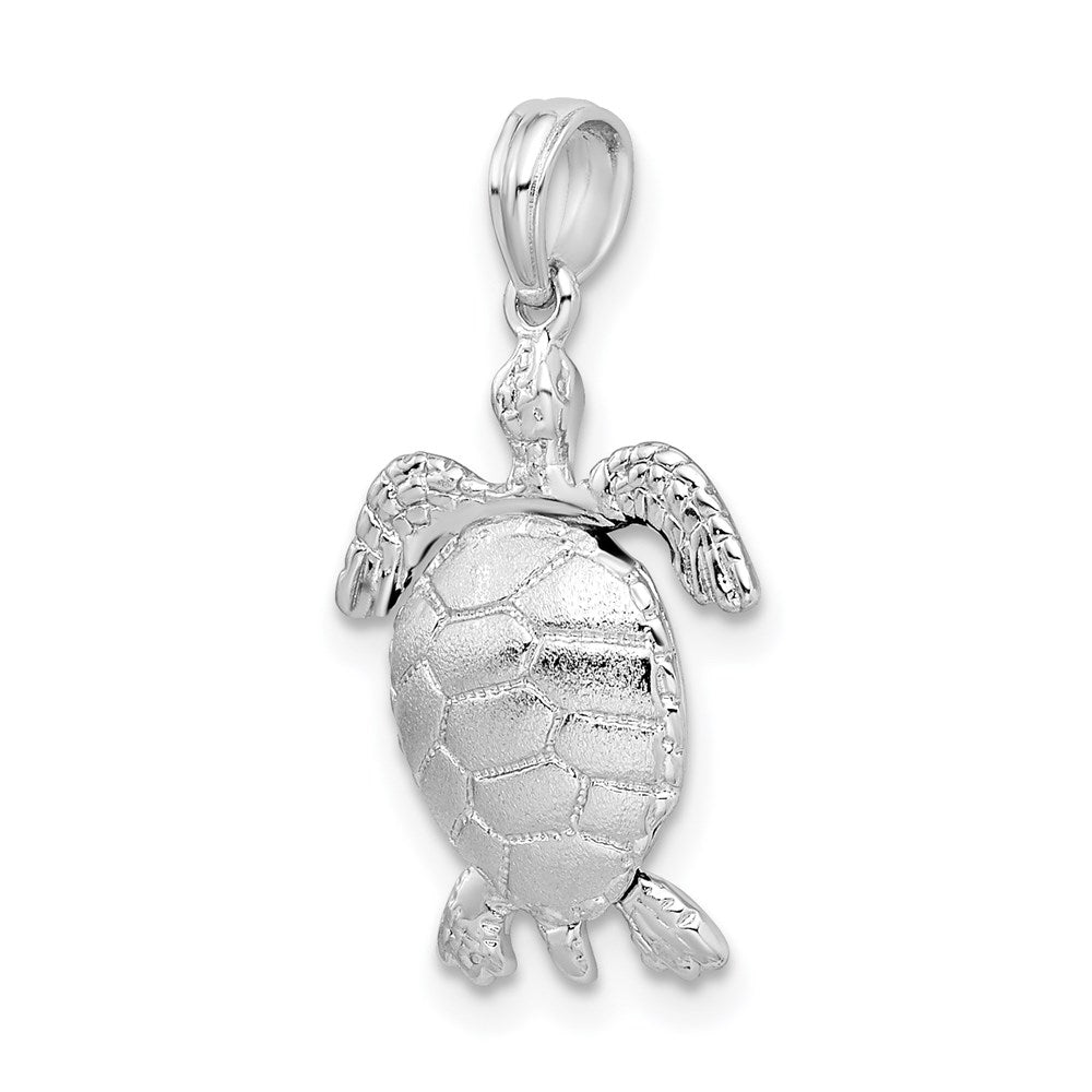 Sterling Silver Polished 3D Moveable Sea Turtle Pendant