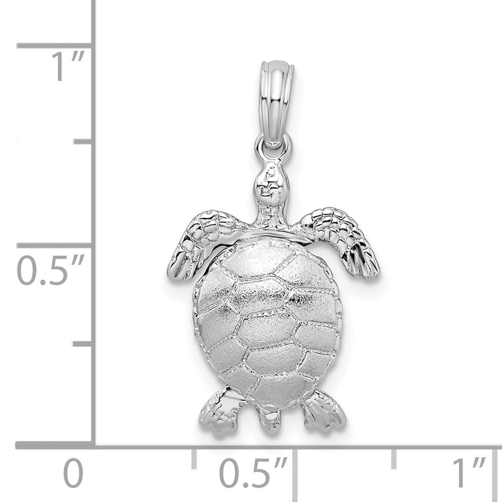 Sterling Silver Polished 3D Moveable Sea Turtle Pendant