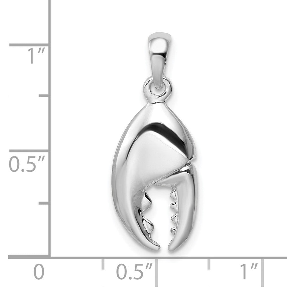 Sterling Silver Rhodium-plated 3D Moveable Lobster Claw Pendant