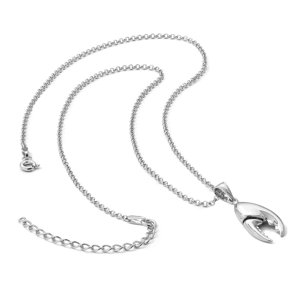 Sterling Silver Rhodium-plated 3D Moveable Lobster Claw Pendant